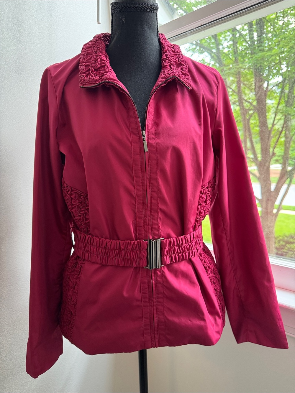Women's Belted Utility Jacket - Raspberry